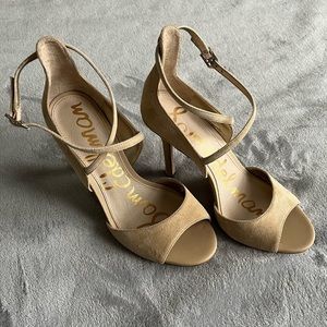 𝅺SAM Edelman Aubrey Nude Suede Heels 6.5